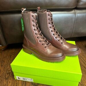 Sam Edelman Lydell Combat Boot Brown Leather
